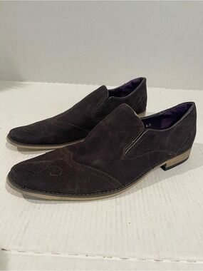 Men’s Zota Italian Classic Brown Suede Slip On Loafers Dress Shoes Size 8.5 US!